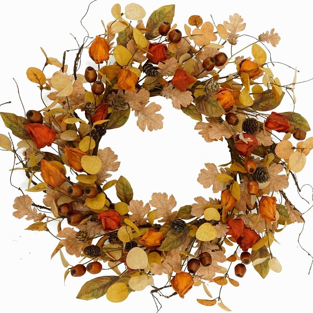 Artificial Fall Wreath for Front Door Autumn Wreath for Home Decor
